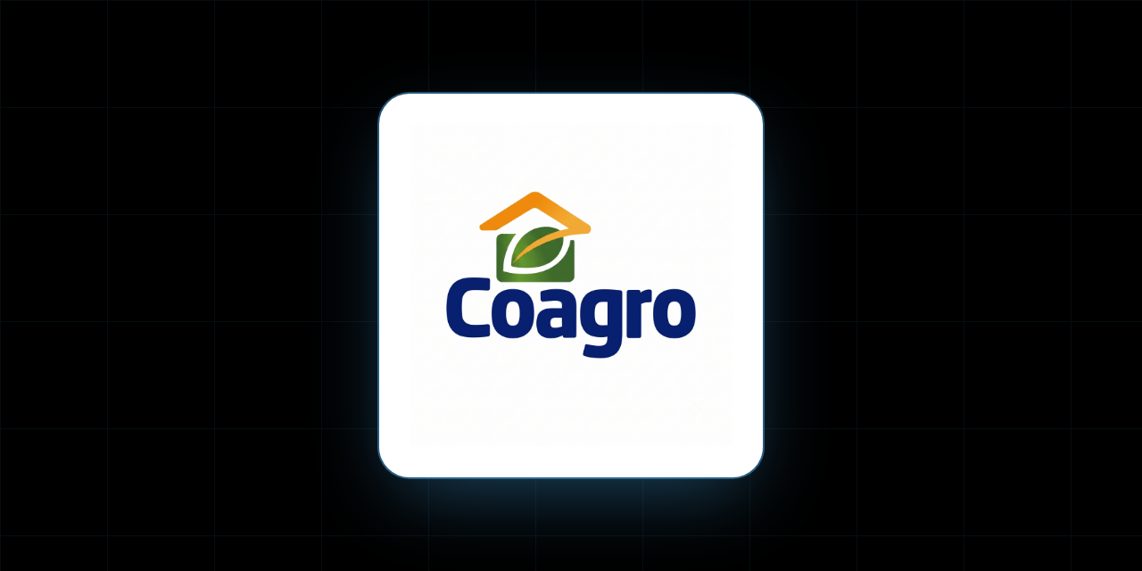 Logo do Grupo Coagro sobre fundo preto com grade técnica